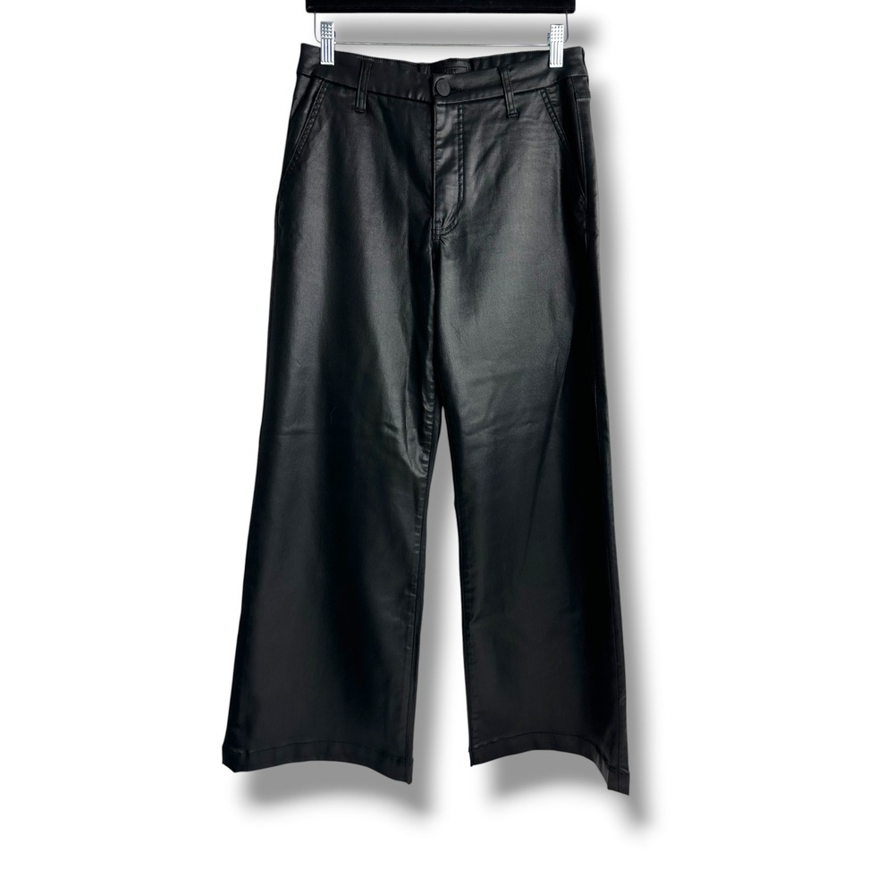 Kut from the Kloth Meg Wide Leg Pants Womens 4 Black  Faux Leather
